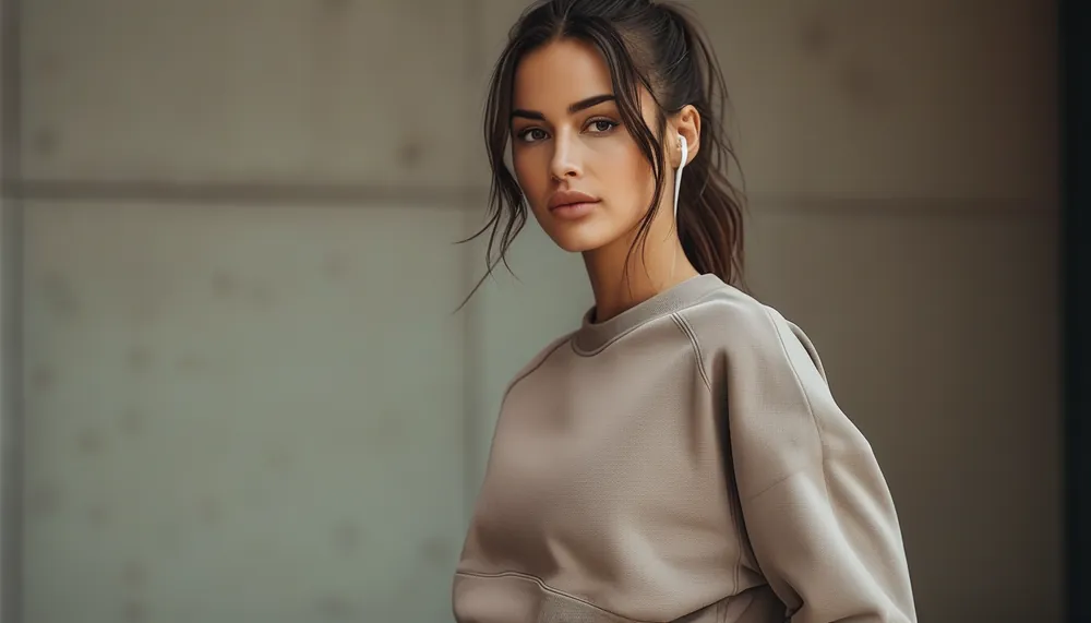 Woman wearing activewear as a stylish everyday outfit